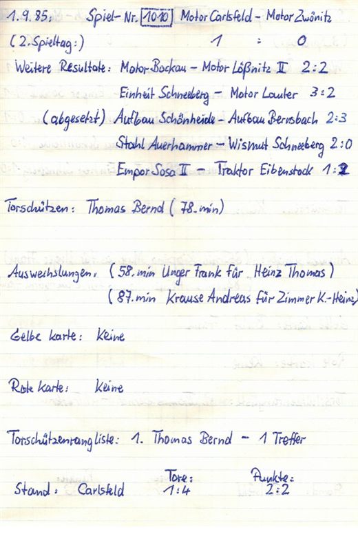 1985 2. Spieltag direkte Ecke Zaat