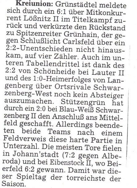 1997 Grünhein Unentschieden